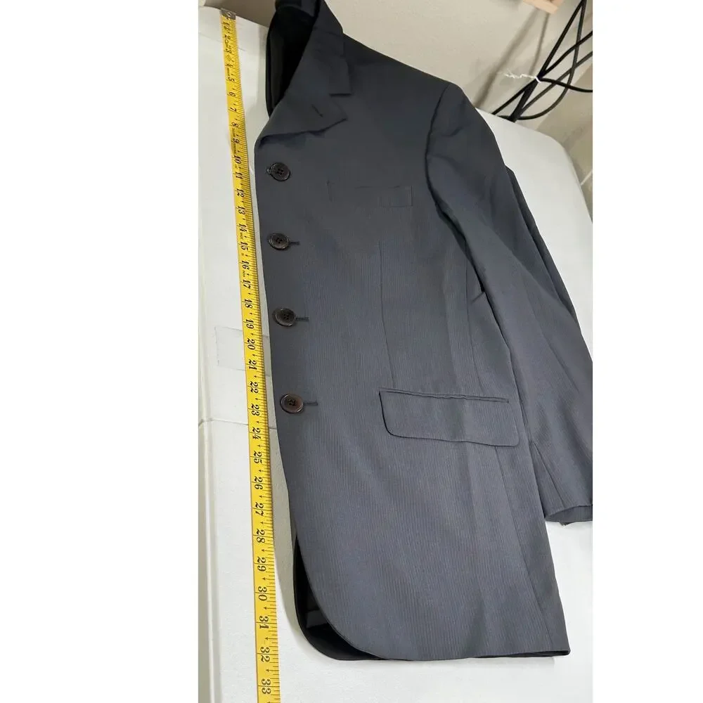 Yves Saint Laurent Suit Jacket Mens US 42 Gray Sport Coat Blazer‎ 100% Wool Work